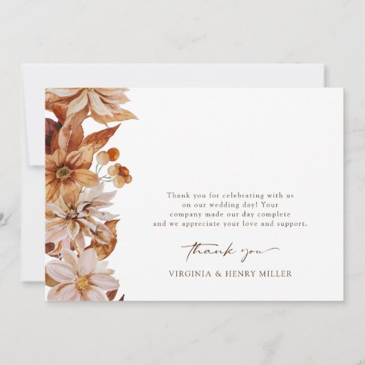 Fall Leaves Floral Wedding Bedankt Card (Achterkant)