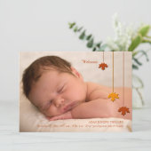 Fall Leaves Foto Geboorteaankondiging Aankondiging (Staand voorkant)
