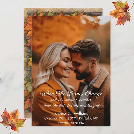 Fall Leaves Fotobruiloft Bewaar de datum Save The Date