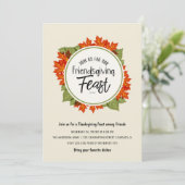 Fall Leaves Friendsgiving/Thanksgiving Feest Kaart (Staand voorkant)