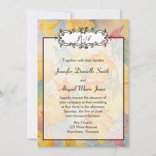 Fall Leaves Gay Wedding Invitation Kaart (Voorkant)