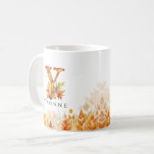 Fall Leaves Gepersonaliseerd Monogram Initiaal Let Koffiemok (Voorkant links)