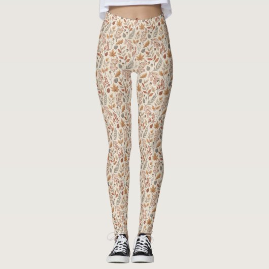 Fall Leaves gezellig patterned Leggings (Voorkant)