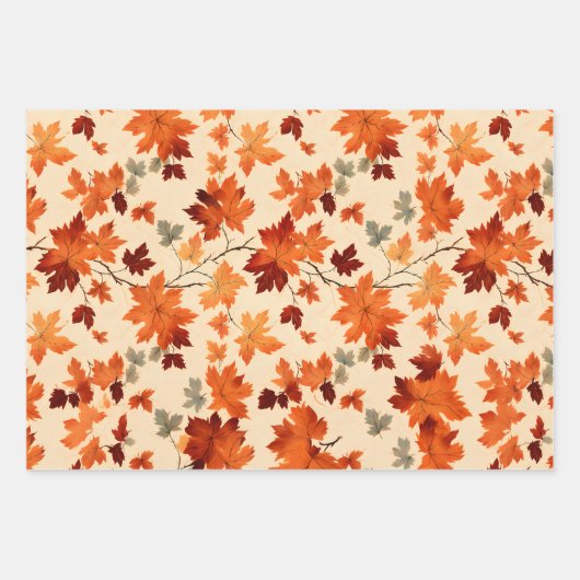 Fall Leaves Gift Wrap - Vier de schoonheid van de  Inpakpapier Vel (Voorkant 3)