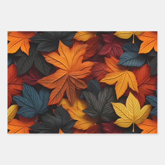 Fall Leaves Gift Wrap - Vier de schoonheid van de Inpakpapier Vel (Voorkant 2)