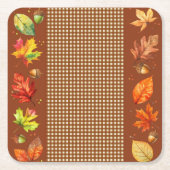 Fall Leaves & Gingham Kartonnen Onderzetters (Voorkant)