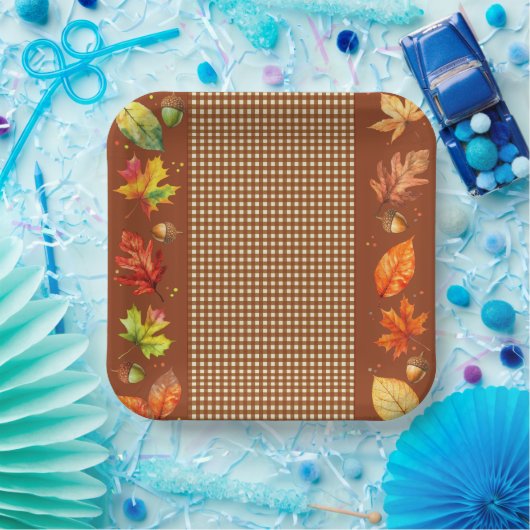 Fall Leaves & Gingham Paper Bord (Feest)