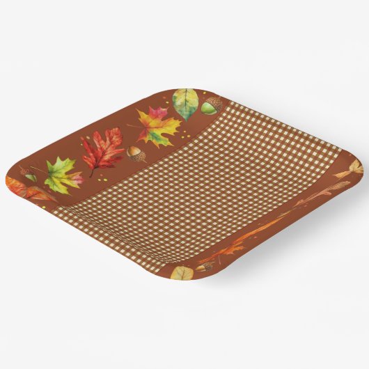 Fall Leaves & Gingham Paper Bord (Gebogen)