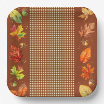 Fall Leaves & Gingham Paper Bord
