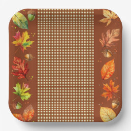 Fall Leaves & Gingham Paper Bord