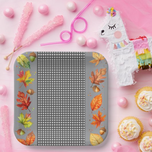 Fall Leaves & Gingham Paper Bord (Feest)