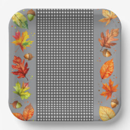 Fall Leaves & Gingham Paper Bord