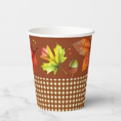 Fall Leaves & Gingham Papieren Bekers (Achterkant)