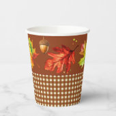 Fall Leaves & Gingham Papieren Bekers (Links)