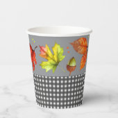 Fall Leaves & Gingham Papieren Bekers (Achterkant)