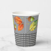 Fall Leaves & Gingham Papieren Bekers (Rechts)