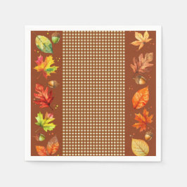 Fall Leaves & Gingham Servet