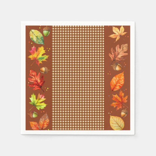Fall Leaves & Gingham Servet (Voorkant)