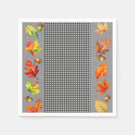 Fall Leaves & Gingham Servet