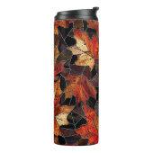 Fall Leaves Glas in lood Pattern Multicolor Thermosbeker (Gedraaid links)