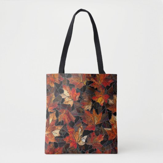 Fall Leaves Glas in lood Pattern Multicolor Tote Bag (Voorkant)