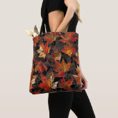 Fall Leaves Glas in lood Pattern Multicolor Tote Bag (Dichtbij)