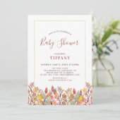 Fall Leaves & Gold Baby shower, Baby Sprinkle Kaart (Staand voorkant)