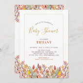 Fall Leaves & Gold Baby shower / Sprinkle Kaart (Voorkant / Achterkant)