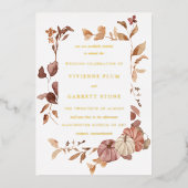 Fall Leaves Gold Foil Wedding Briefkaart (Voorkant)