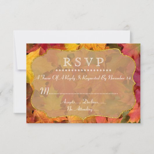 Fall Leaves Gold Foil Wedding RSVP (Voorkant)