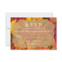 Fall Leaves Gold Foil Wedding RSVP
