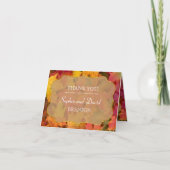 Fall Leaves Gold Foil Weduwen DANK JE Bedankkaart (Voorkant)