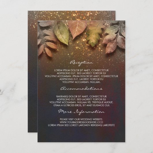 Fall Leaves Gold Wedding Informatie Gast Kaart (Voorkant / Achterkant)