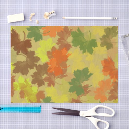 Fall Leaves - Golden Background Tissuepapier (Craft)