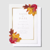 Fall Leaves Golden Lijst Wedding Save the Date Vellum Uitnodigingen (Offset)