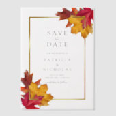 Fall Leaves Golden Lijst Wedding Save the Date Vellum Uitnodigingen (Voorkant)