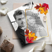 Fall Leaves Golden Lijst Wedding Save the Date Vellum Uitnodigingen