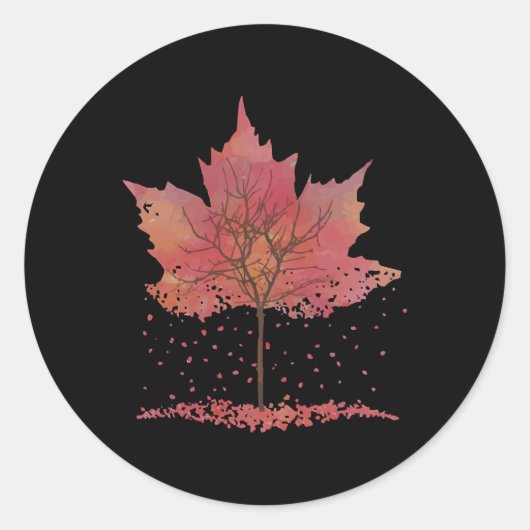 Fall Leaves Graphic T-shirt- Populaire Herfst Ronde Sticker (Voorkant)
