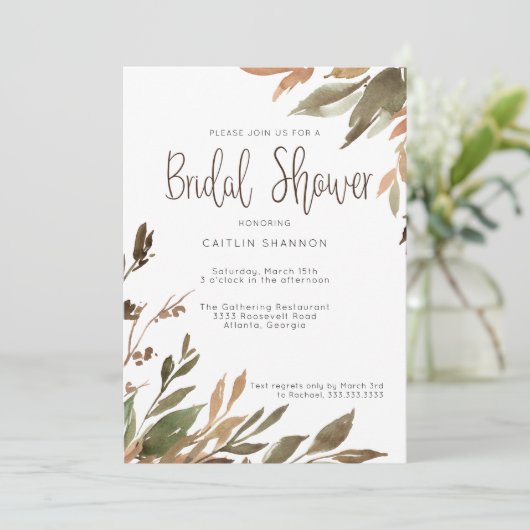 Fall Leaves Greenery Waterverf Vrijgezellenfeest Kaart (Staand voorkant)