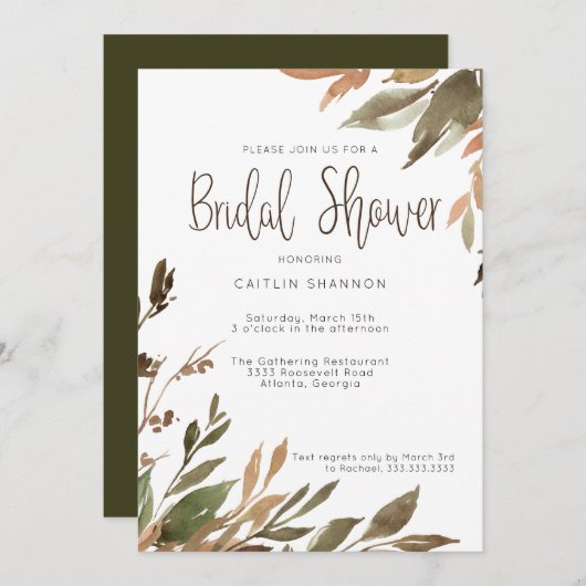 Fall Leaves Greenery Waterverf Vrijgezellenfeest Kaart (Voorkant / Achterkant)