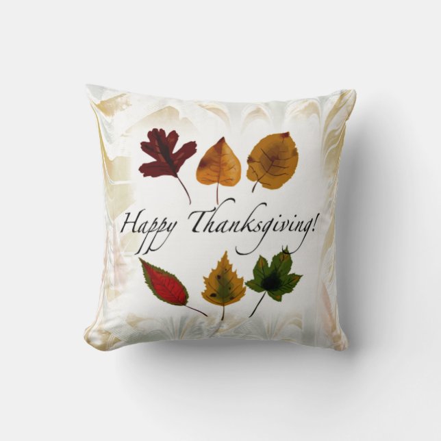 Fall Leaves Happy Thanksgiving Custom Pillow Kussen (Voorkant)