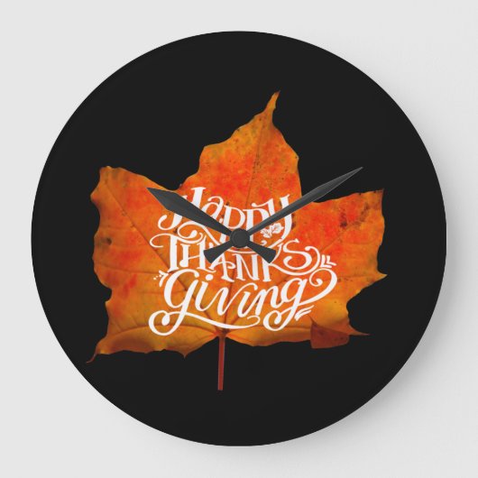 FALL LEAVES HAPPY THANKSGIVING DAY GROTE KLOK (Voorkant)