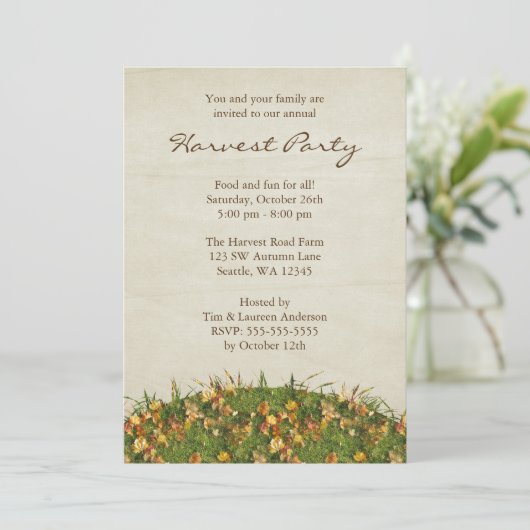 Fall Leaves Harvest Party Invitations Kaart (Staand voorkant)