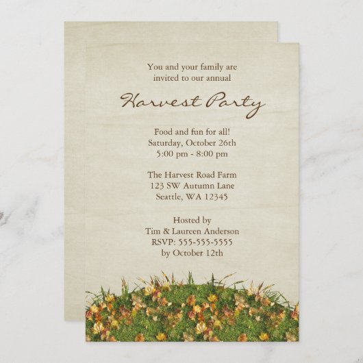 Fall Leaves Harvest Party Invitations Kaart (Voorkant / Achterkant)
