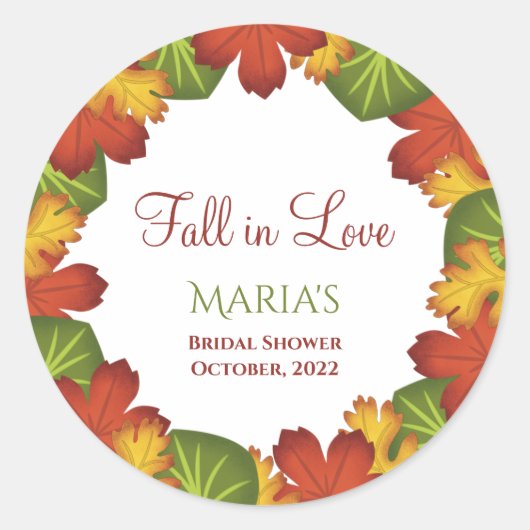 Fall Leaves Herfst in Love Vrijgezellenfeest Ronde Sticker (Voorkant)