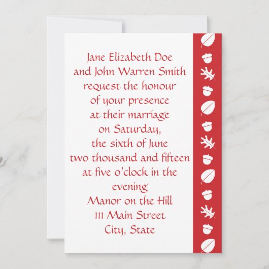 Fall Leaves in Cherry Wedding Invitation Kaart (Voorkant)