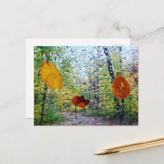 Fall Leaves In The Rain Postcard Briefkaart
