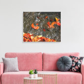 Fall Leaves in Waterfall I Autumn Photography Canvas Afdruk (Insitu (Woonkamer))