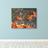 Fall Leaves in Waterfall I Autumn Photography Canvas Afdruk (Insitu (Houten vloer))