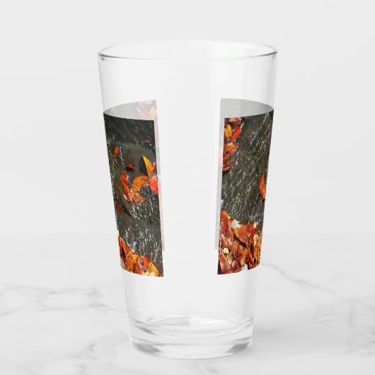 Fall Leaves in Waterfall I Autumn Photography Glas (Links)